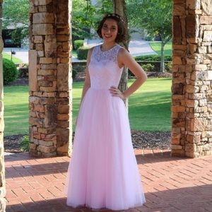 Pink Lace Prom Dress